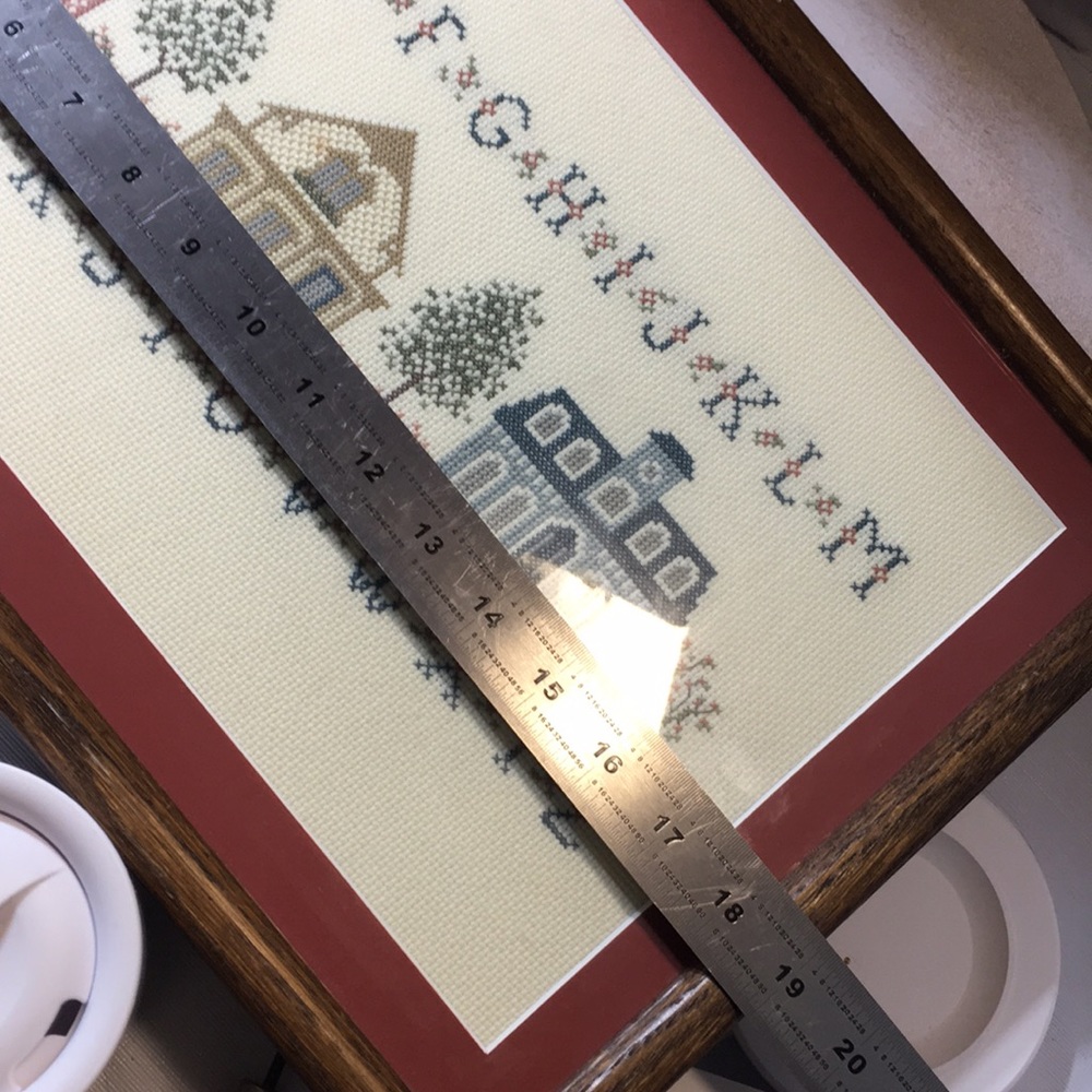 Cross-stitch vintage Alphabet framed & matted picture. - Picture 5 of 12